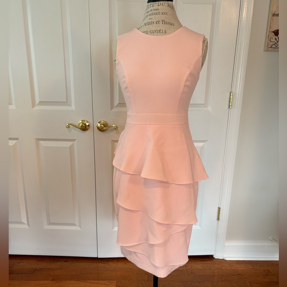 Eliza J Blush Pink Tiered Peplum Midi Dress